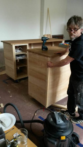 Steve Denton building the bespoke new bar
