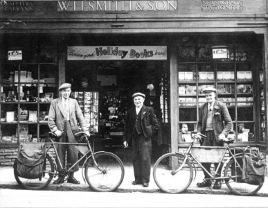 3 'likely lads' outside W H Smith's, Station Street (now the extension to Lindsay's butcher's shop)